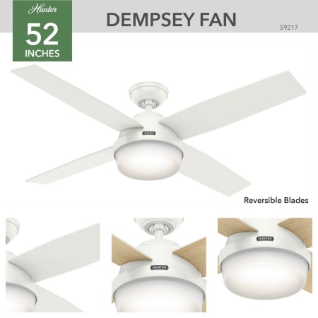 A large image of the Hunter Dempsey 52 LED Hunter 59217 Dempsey Ceiling Fan Details