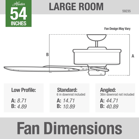 A large image of the Hunter Chronicle 54 Hunter 59235 Chronicle Dimension Graphic