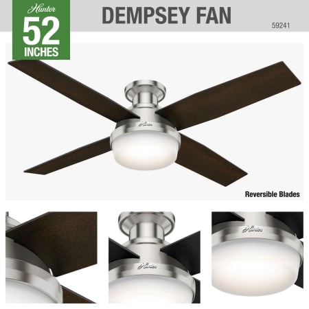 A large image of the Hunter Dempsey 52 LED Low Profile Hunter 59241 Dempsey Ceiling Fan Details