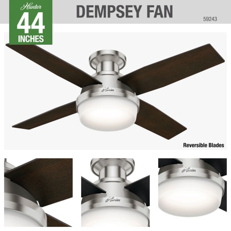 Hunter 59244 Fresh White Dempsey 44 4 Blade Led Ceiling Fan With Remote Control Included Lightingshowplace Com - Hunter 44 Dempsey Noble Bronze Ceiling Fan With Light Kit And Remote
