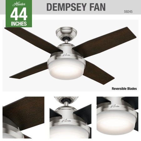 A large image of the Hunter Dempsey 44 LED Hunter 59245 Dempsey Ceiling Fan Details