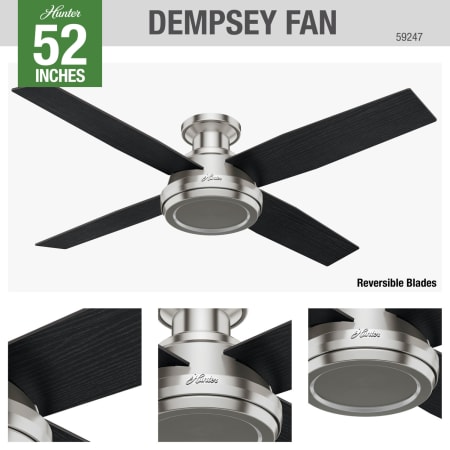 A large image of the Hunter Dempsey 52 Low Profile Hunter 59247 Dempsey Ceiling Fan Details