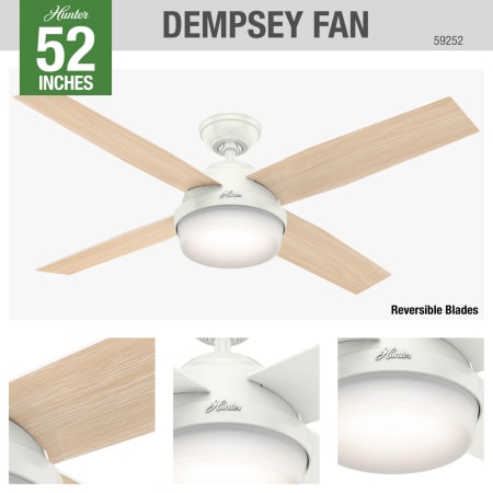 A large image of the Hunter Dempsey 52 Damp Hunter 59252 Dempsey Ceiling Fan Details