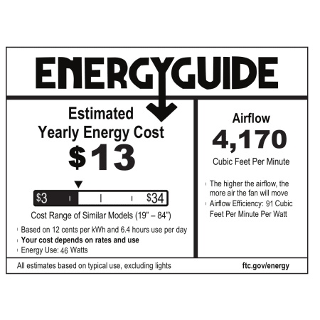 A large image of the Hunter Key Biscayne Hunter 59273 Key Biscayne Energy Guide Image