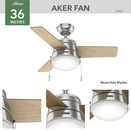 A large image of the Hunter 5930 Hunter 59303 Aker Ceiling Fan Details
