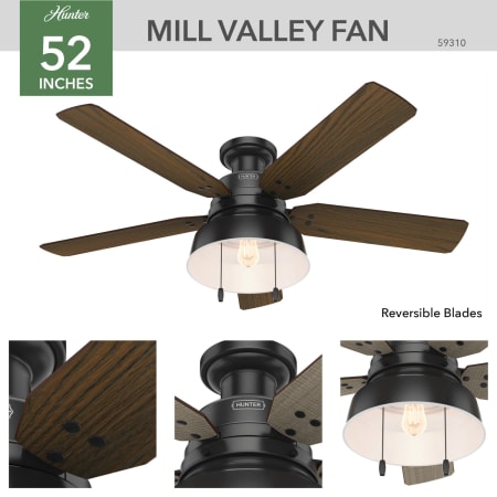A large image of the Hunter Mill Valley 52 Low Profile Hunter 59310 Mill Valley Ceiling Fan Details