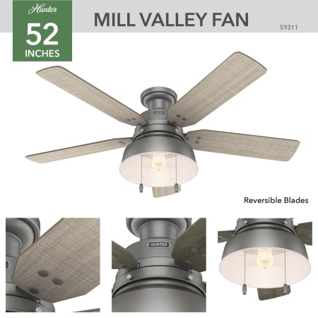 A large image of the Hunter Mill Valley 52 Low Profile Hunter 59311 Mill Valley Ceiling Fan Details