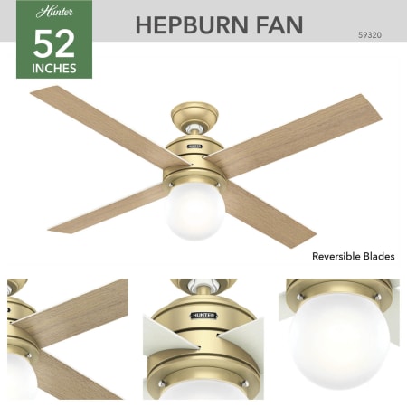 A large image of the Hunter 5932 Hunter 59320 Hepburn Ceiling Fan Details