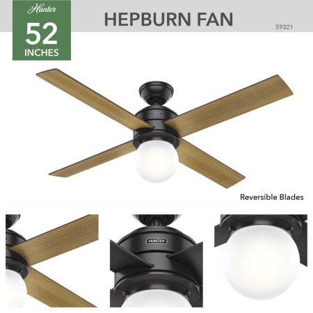 A large image of the Hunter 5932 Hunter 59321 Hepburn Ceiling Fan Details