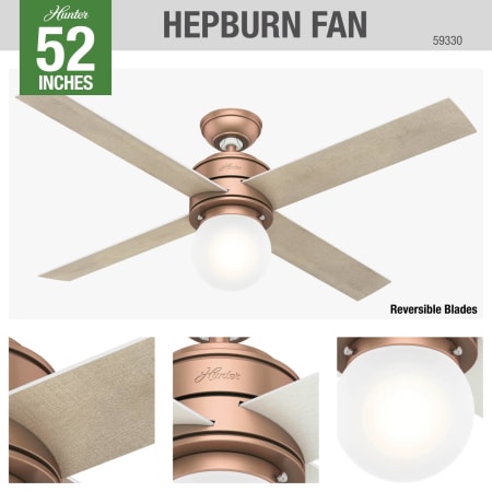 A large image of the Hunter Hepburn 52 LED Hunter 59330 Hepburn Ceiling Fan Details