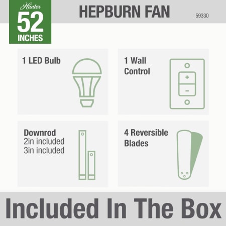 A large image of the Hunter Hepburn 52 LED Hunter 59330 Hepburn Included in Box