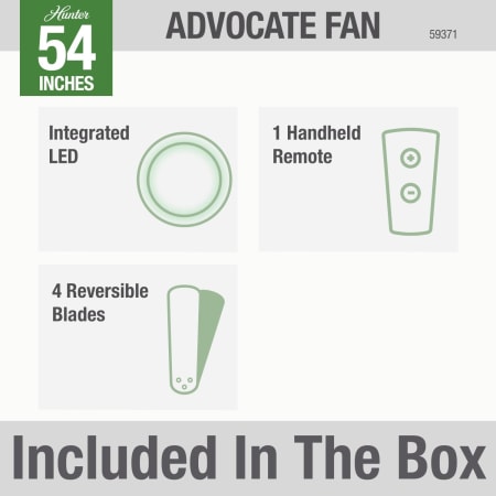 A large image of the Hunter ADVOCATE 54 LED LOW PROFILE Hunter 59371 Advocate Included in Box
