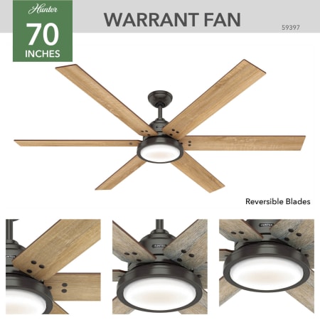 A large image of the Hunter Warrant 70 LED Hunter 59397 Warrant Ceiling Fan Details