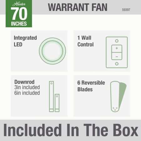 A large image of the Hunter Warrant 70 LED Hunter 59397 Warrant Included in Box