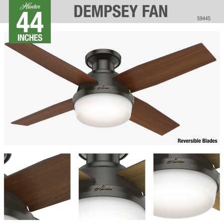 Hunter 59244 Fresh White Dempsey 44 4 Blade Led Ceiling Fan With Remote Control Included Lightingshowplace Com - Windward 44 In Led Blue Ceiling Fan With Light Kit And Remote Control