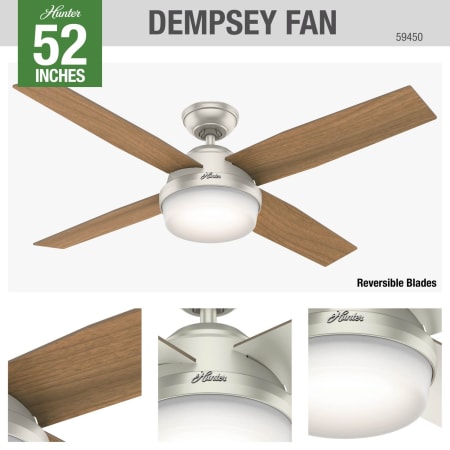 A large image of the Hunter Dempsey 52 Damp Hunter 59450 Dempsey Ceiling Fan Details