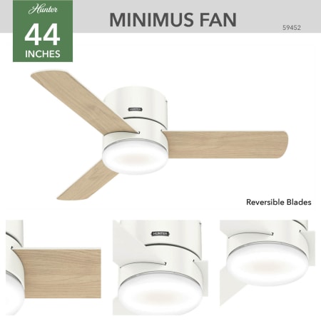 A large image of the Hunter MINIMUS 44 LED LOW PROFILE Hunter 59452 Minimus Ceiling Fan Details