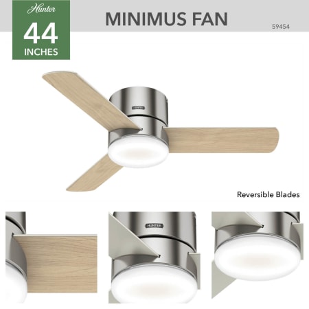 A large image of the Hunter MINIMUS 44 LED LOW PROFILE Hunter 59454 Minimus Ceiling Fan Details
