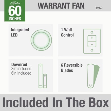 A large image of the Hunter Warrant 60 LED Hunter 59461 Warrant Included in Box
