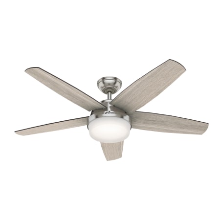 Hunter 59601 Brushed Nickel Avia Ii 52 5 Blade Led Ceiling Fan With Remote Control Lightingdirect Com - What Size Bulb For Hunter Ceiling Fan