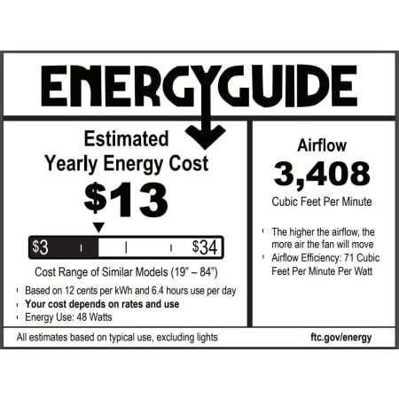 A large image of the Hunter Aerodyne 52 LED Hunter Aerodyne 52 Energy Guide