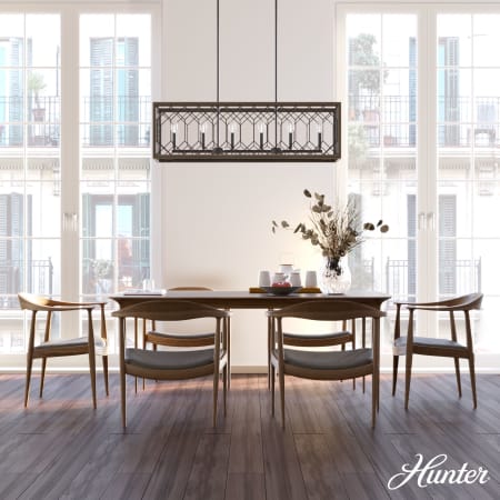 A large image of the Hunter Chevron 40 Chandelier Alternate Image