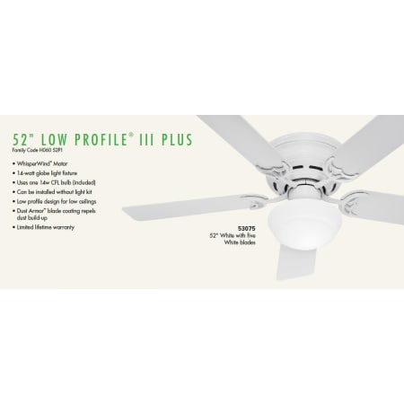 Hunter 53075 White 52 Flush Mount Indoor Ceiling Fan 5