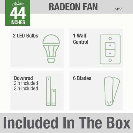 A large image of the Hunter Radeon 44 LED Alternate Image
