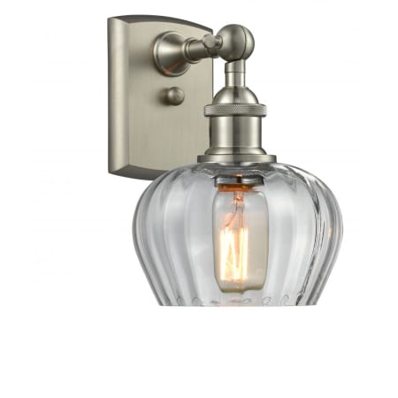 A large image of the Innovations Lighting 516-1W Fenton Brushed Satin Nickel / Clear Fluted