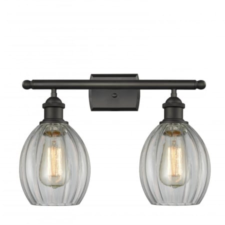 A large image of the Innovations Lighting 516-2W Eaton Oiled Rubbed Bronze / Clear Fluted