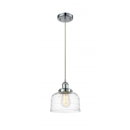 A large image of the Innovations Lighting 916-1P Large Bell Polished Chrome / Clear Deco Swirl