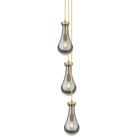 A large image of the Innovations Lighting 103-451-1P-12-8 Malone Pendant Brushed Brass / Light Smoke