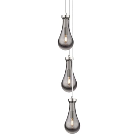 A large image of the Innovations Lighting 103-451-1P-12-8 Malone Pendant Polished Nickel / Light Smoke