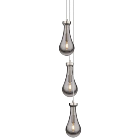 A large image of the Innovations Lighting 103-451-1P-12-8 Malone Pendant Brushed Satin Nickel / Light Smoke