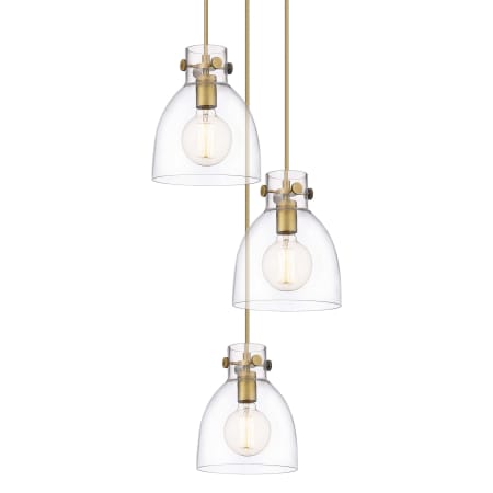 A large image of the Innovations Lighting 113-410-1PS-10-16 Newton Bell Pendant Brushed Brass / Clear