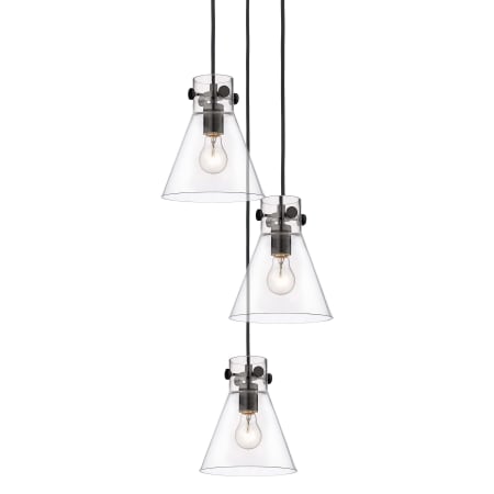 A large image of the Innovations Lighting 113-410-1PS-10-16 Newton Cone Pendant Matte Black / Clear