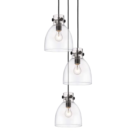 A large image of the Innovations Lighting 113-410-1PS-10-16 Newton Bell Pendant Matte Black / Clear