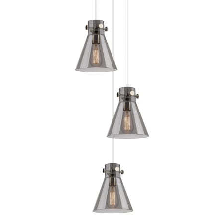 A large image of the Innovations Lighting 113-410-1PS-10-16 Newton Cone Pendant Polished Nickel / Light Smoke
