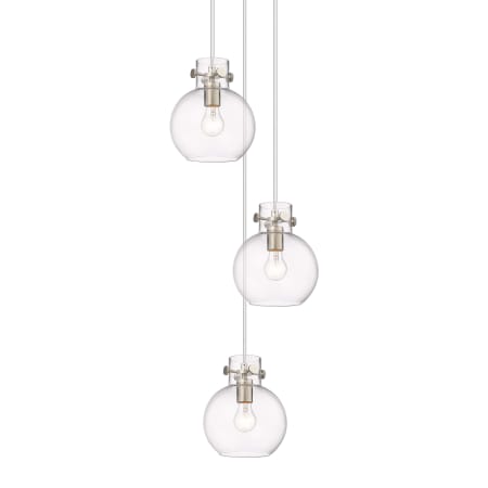 A large image of the Innovations Lighting 113-410-1PS-10-16 Newton Sphere Pendant Brushed Satin Nickel / Clear