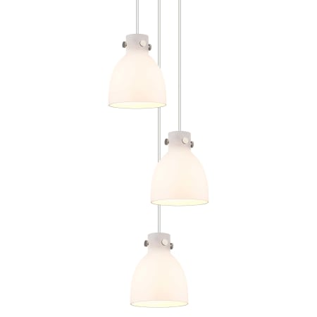 A large image of the Innovations Lighting 113-410-1PS-10-16 Newton Bell Pendant Brushed Satin Nickel / White
