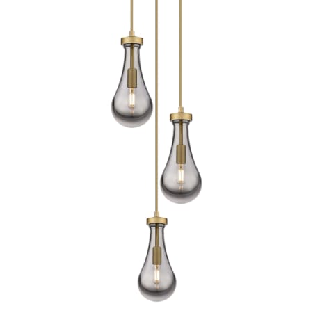 A large image of the Innovations Lighting 113-451-1P-12-13 Owego Pendant Brushed Brass / Light Smoke