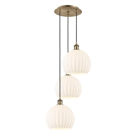 A large image of the Innovations Lighting 113B-3P-42-17 White Venetian Pendant Alternate Image