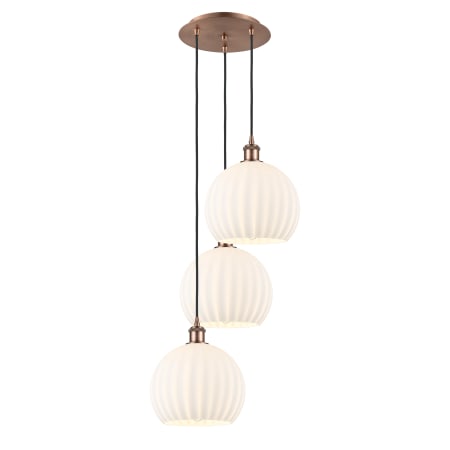 A large image of the Innovations Lighting 113B-3P-42-17 White Venetian Pendant Alternate Image