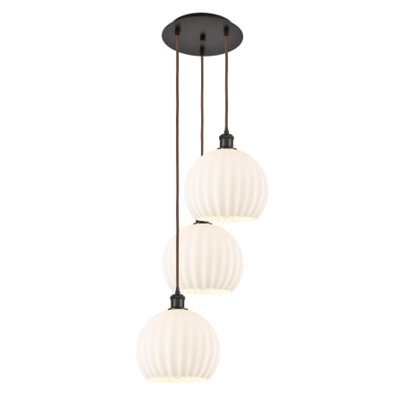 A large image of the Innovations Lighting 113B-3P-42-17 White Venetian Pendant Alternate Image