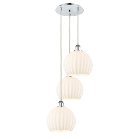 A large image of the Innovations Lighting 113B-3P-42-17 White Venetian Pendant Alternate Image