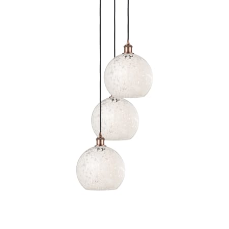 A large image of the Innovations Lighting 113B-3P-11-17 White Mouchette Pendant Antique Copper