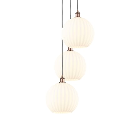 A large image of the Innovations Lighting 113B-3P-39-19 White Venetian Pendant Antique Copper