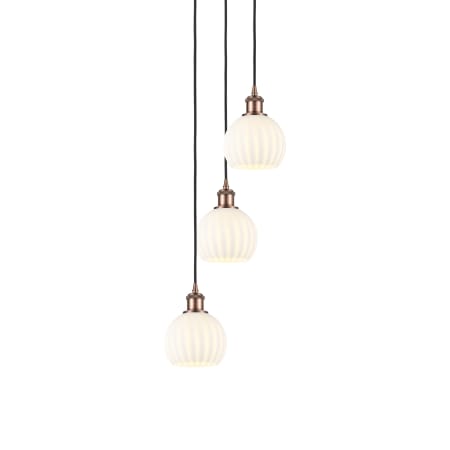 A large image of the Innovations Lighting 113B-3P-13-13 White Venetian Pendant Antique Copper