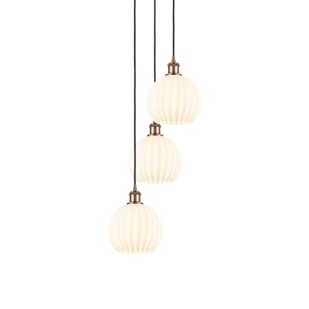 A large image of the Innovations Lighting 113B-3P-31-15 White Venetian Pendant Antique Copper