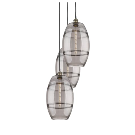 A large image of the Innovations Lighting 113B-3P-56-17 Vaz Pendant Black Antique Brass / Smoked